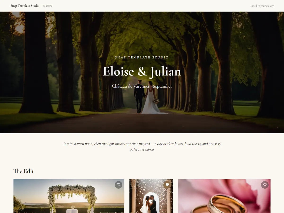 Editorial Wedding gallery template